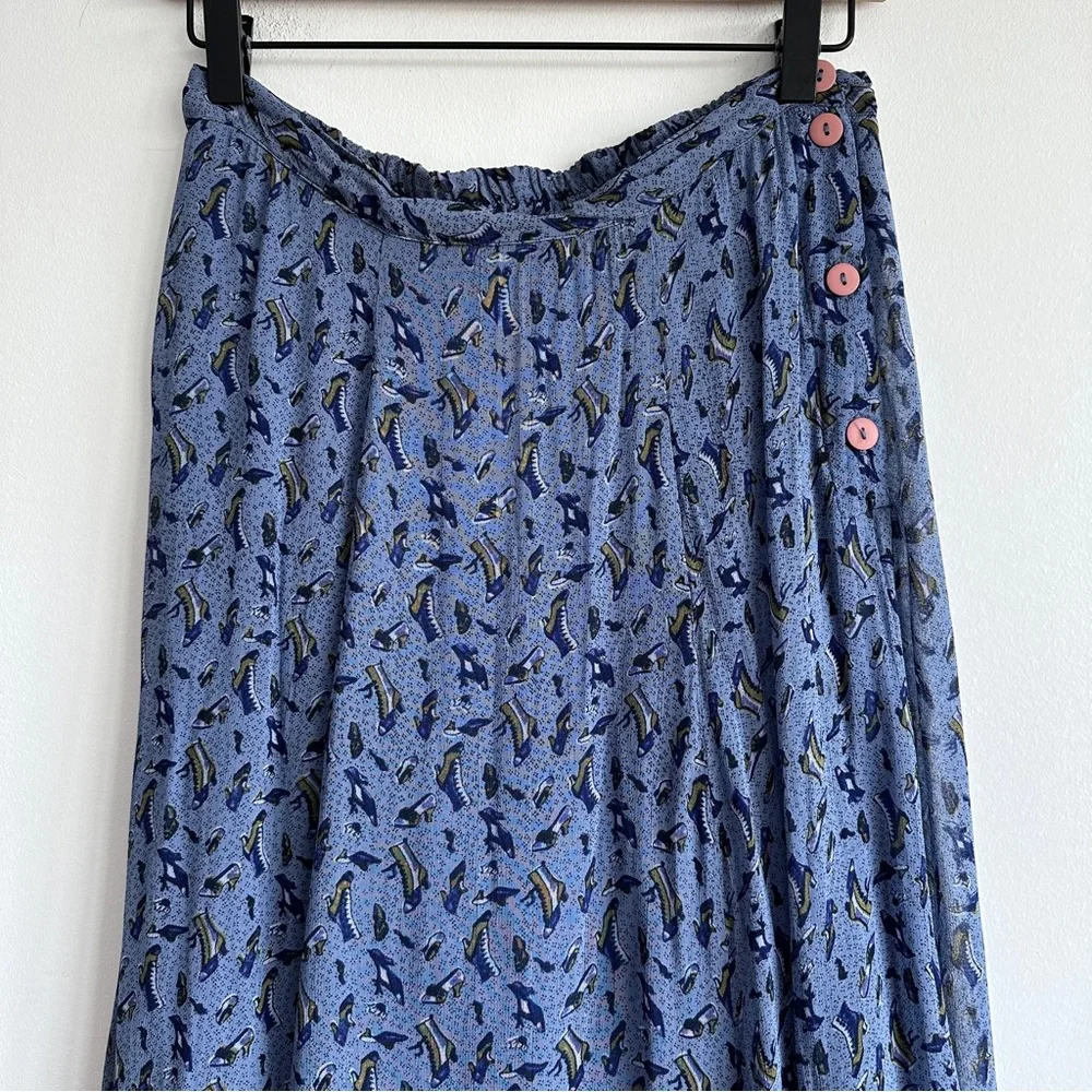 April Cornell Vintage Maxi Skirt Purple Shoe Boot Print Women’s Medium - Picture 3 of 9
